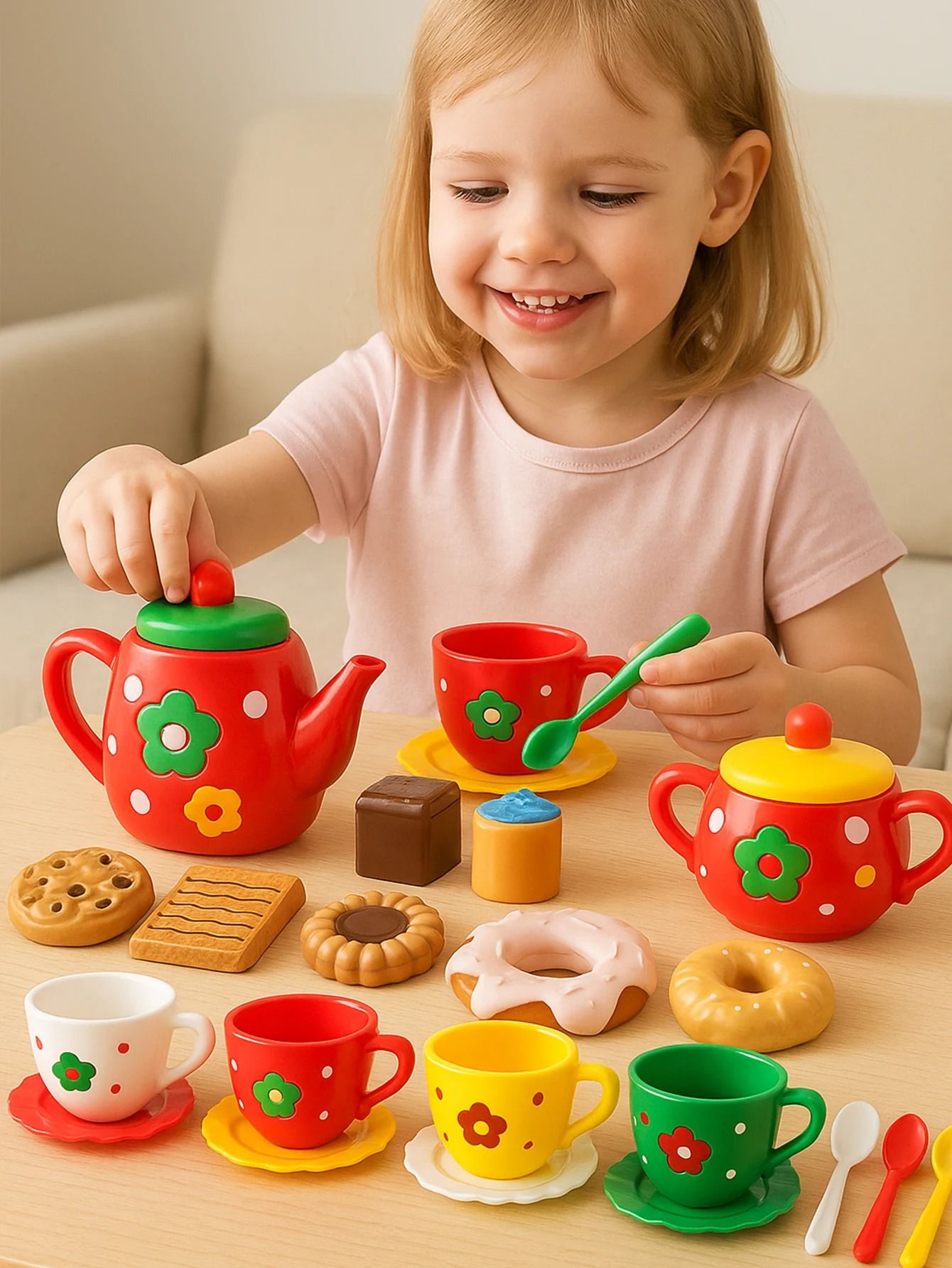 Girls Afternoon Tea and Dessert Set – Interactive Playhouse Kitchen Toy