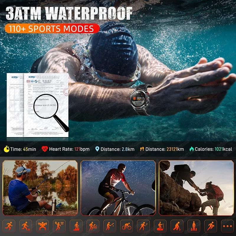 2025 GPS Map Navigation Smartwatch | AMOLED HD Display & Compass | Executive 3ATM Waterproof NFC Bluetooth Call System