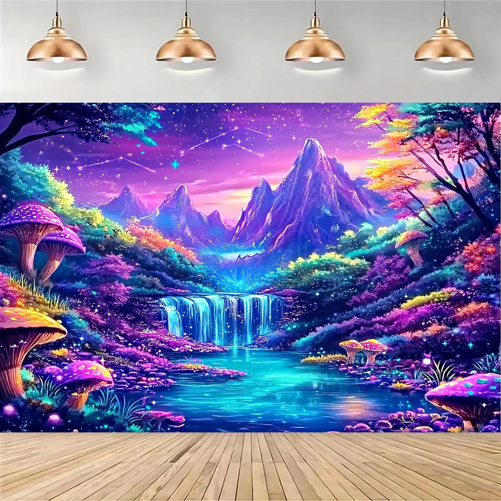 Glow in the Dark Forest Tapestry Fantasy Wall Decor for Bedroom and Dorm