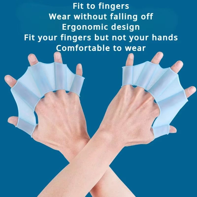 Silicone Swim Hand Paddles for Men, Women, and Kids Wide-Angle Stroke Technique Trainer for Pool Training