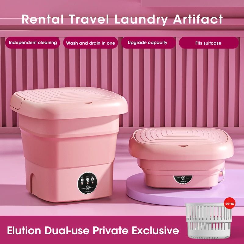 Mini Portable Washing Machine Foldable Laundry Washer Dehydrator for Socks Underwear Panties Travel Dorm