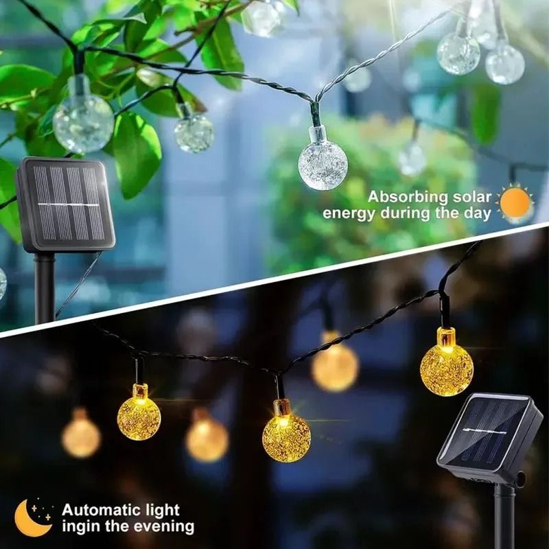 Solar Crystal Globe String Lights Outdoor