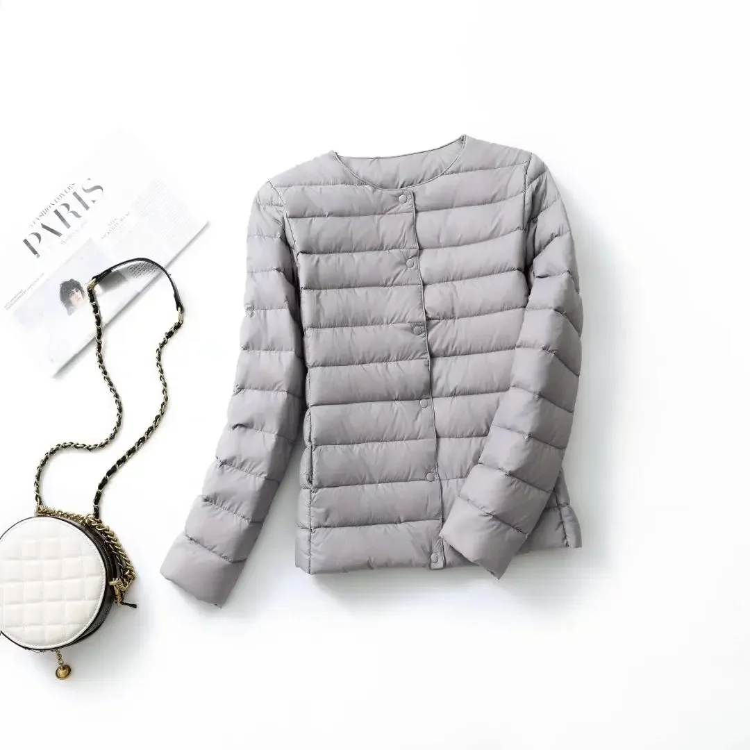 Women's Ultra Lightweight Packable Puffer Coat - Slim Fit White Duck Down Winter Jacket
