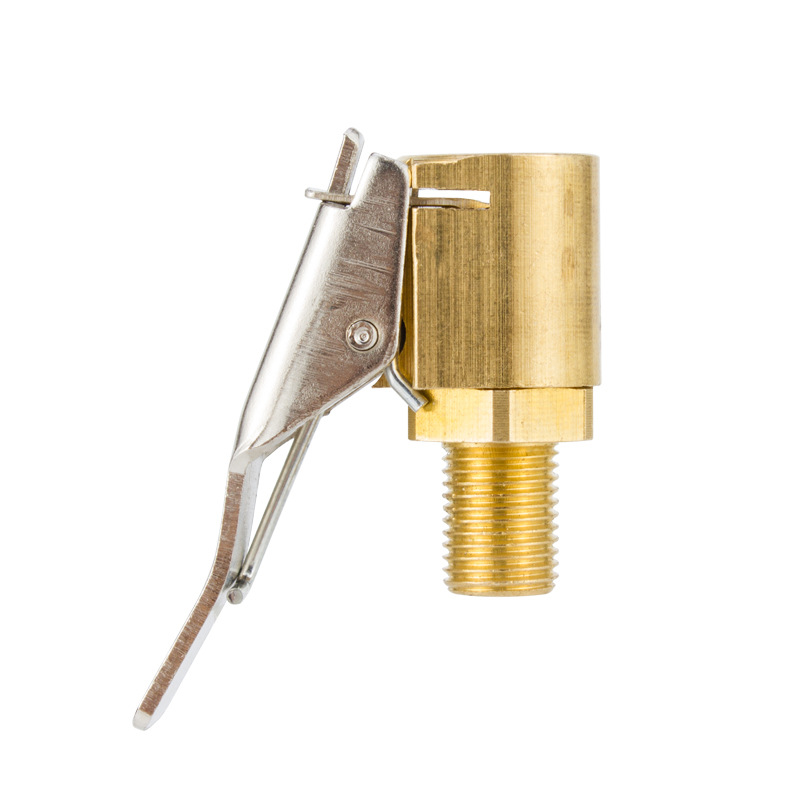 Brass Clip-On Air Chuck Valve Adapter, Portable Car Tire Inflatable Pump Connector, Tyre Inflator Tool