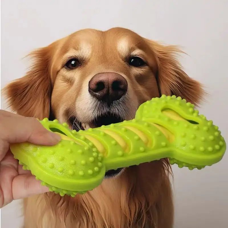 Rubber Bone Squeaky Dog Chew Toy