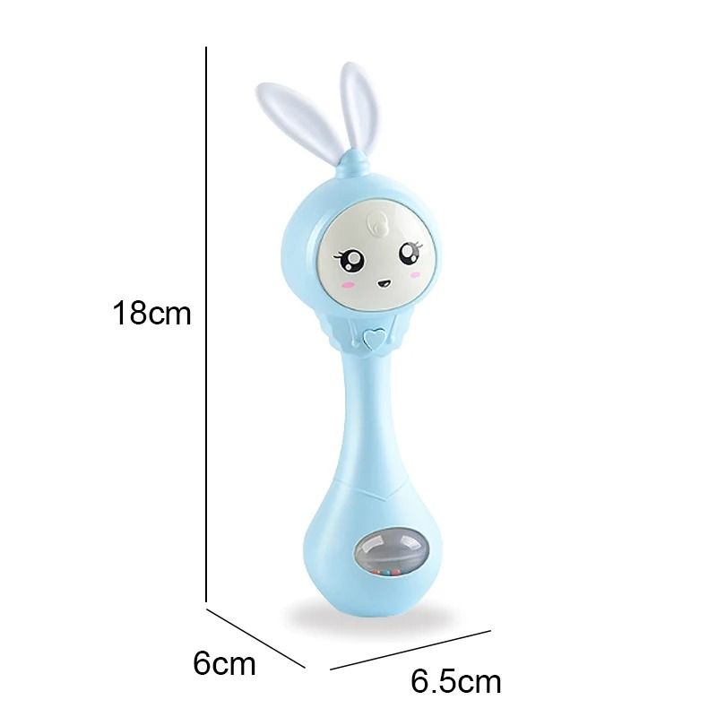 2025 Flashing Musical Rabbit Hand Bell – Early Educational Teether Rattle Toy (0-12M)