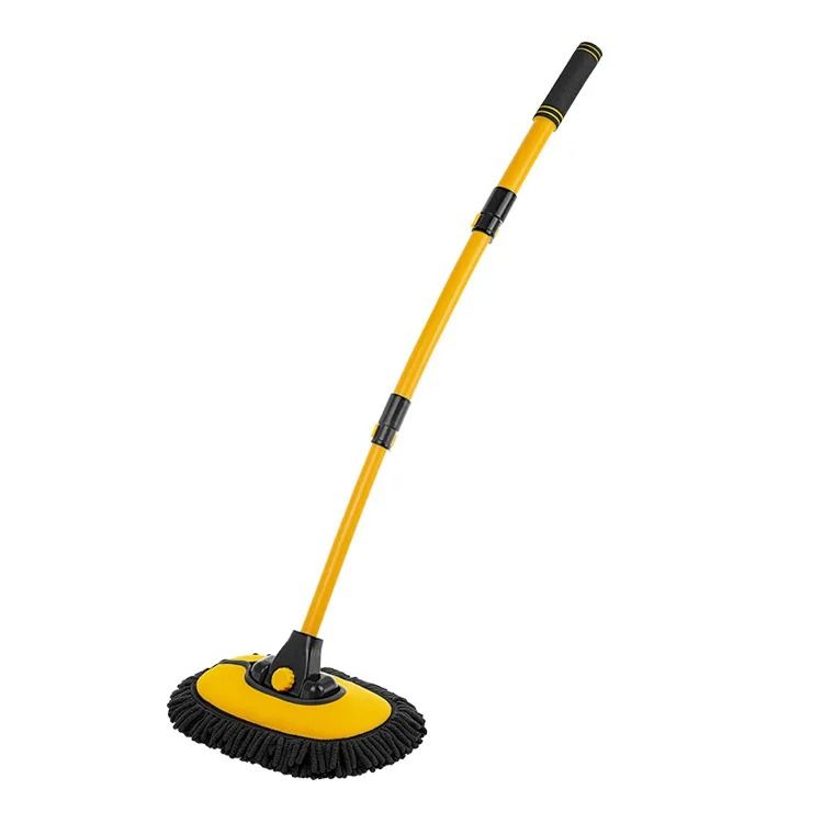 Telescoping Car Cleaning Brush With Long Handle And Chenille Mop Head