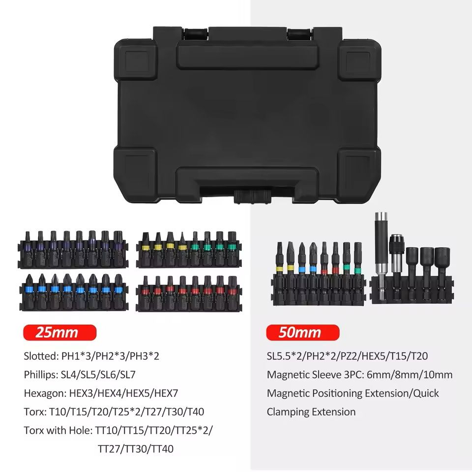 Drill and Screwdriver Bit Set with Storage Case