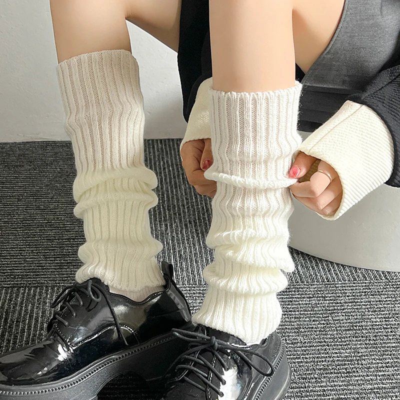 Japanese Lolita Long Socks, Women's Leg Warmers, Wool Knitted Arm Warmer, Autumn Winter Crochet Sock Boot Cuffs
