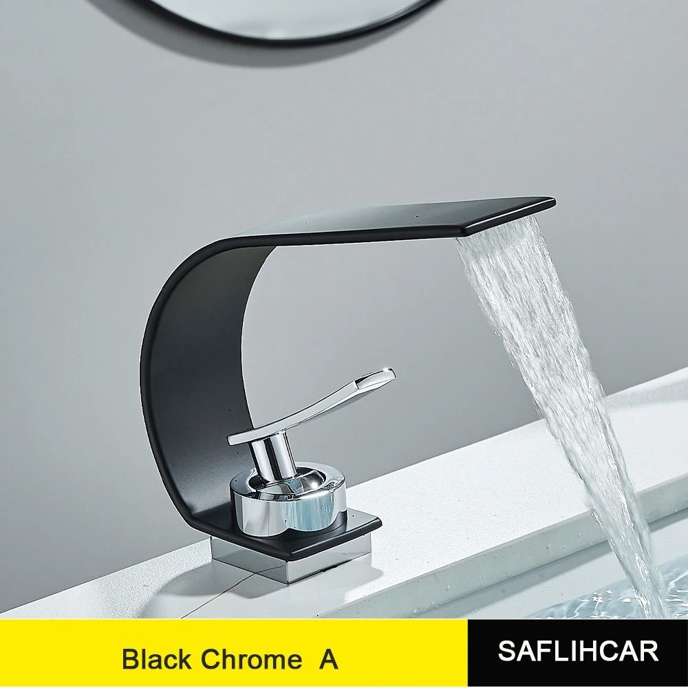 Black Thin Style Bathroom Sink Faucet with Hot and Cold Water Mixer