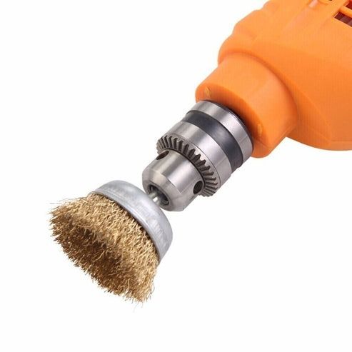 Rust Removal Wire Brush Set, Cup and Wheel Brushes Shank, Carbon Steel Paint Stripping Drill Bits