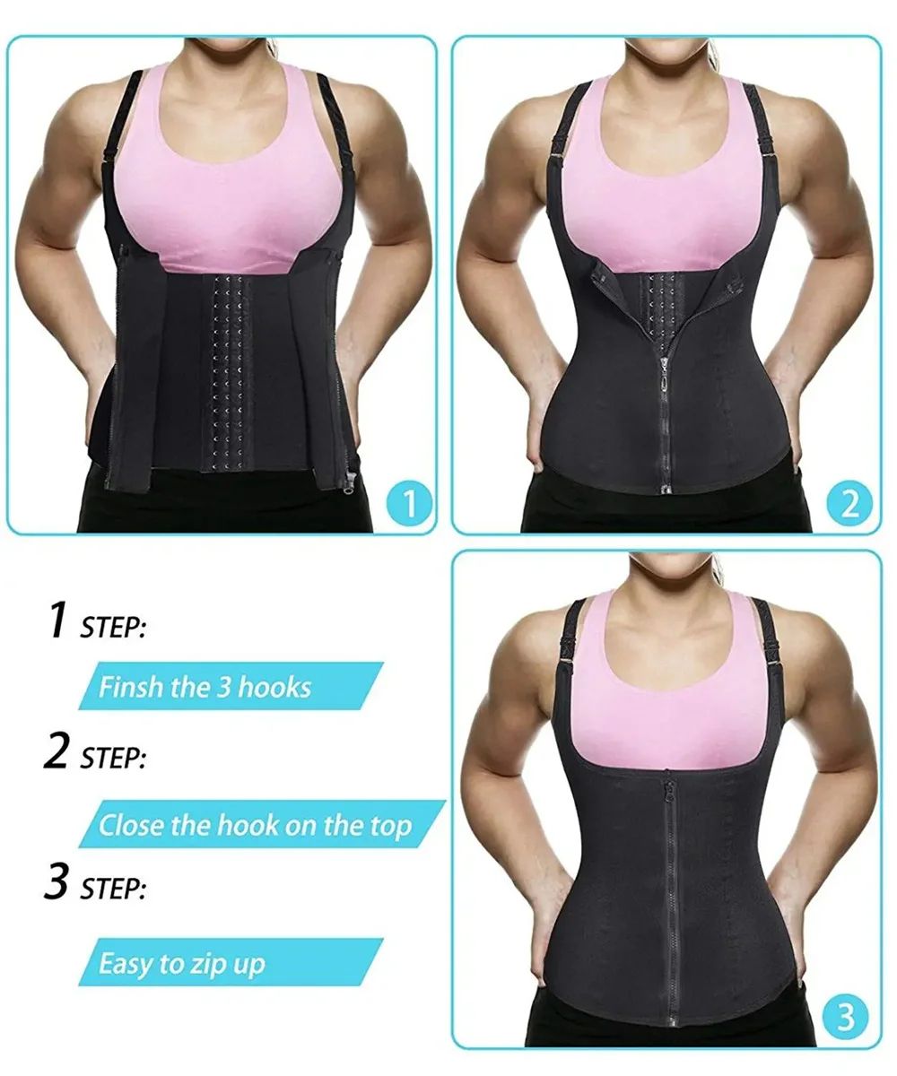 Womens Zipper Waist Trainer Tank Top Body Shaper