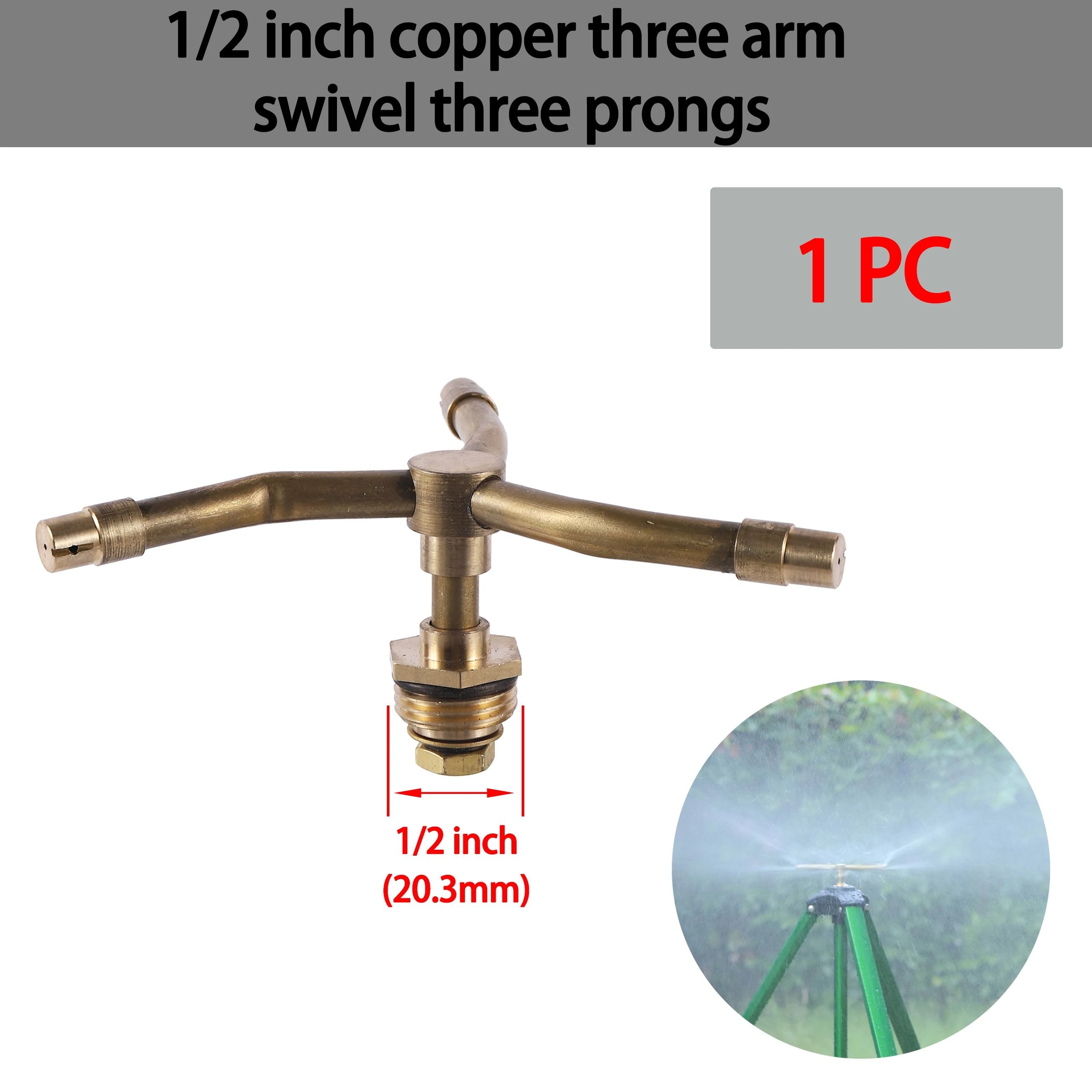 Automatic Rotating Brass Nozzle Sprinkler 2/3/4 Arm Male Thread Lawn Irrigation Watering