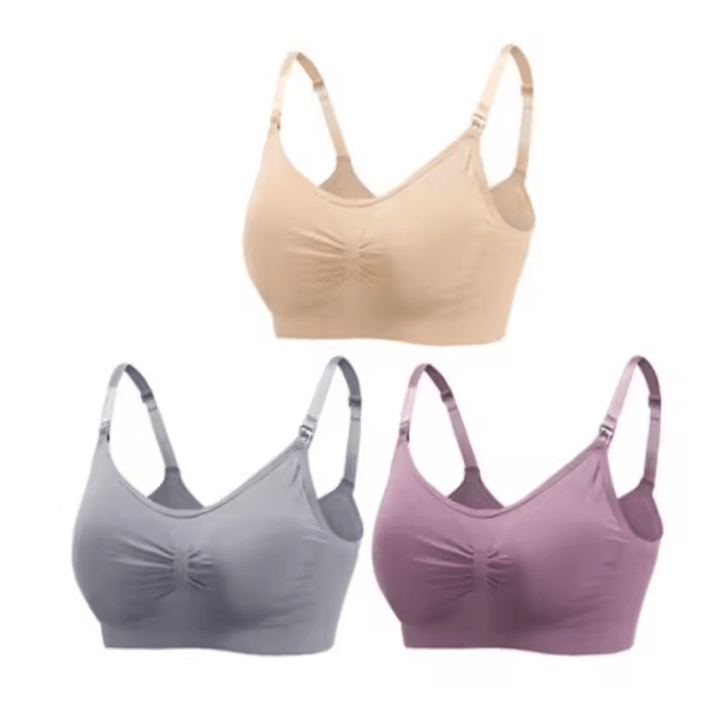 3pcs Maternity Nursing Bras Cotton Seamless Breathable Push Up Bra Set