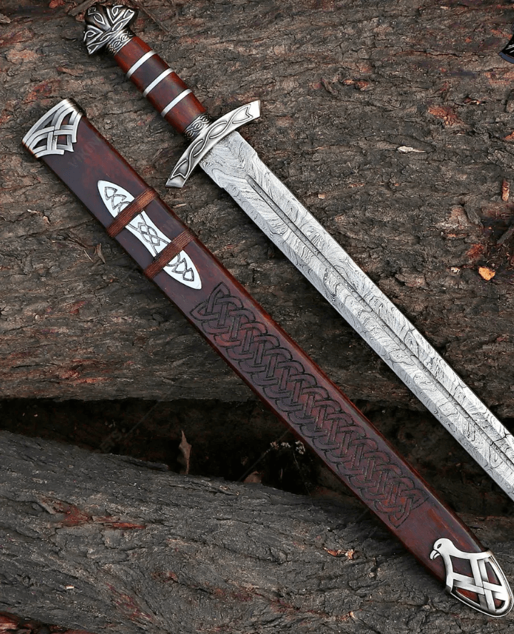 Viking Warrior Sword | 30 Inch Damascus Blade Ornate Steel Grip – Gift for Him | Hunter Lover | BF GIFT