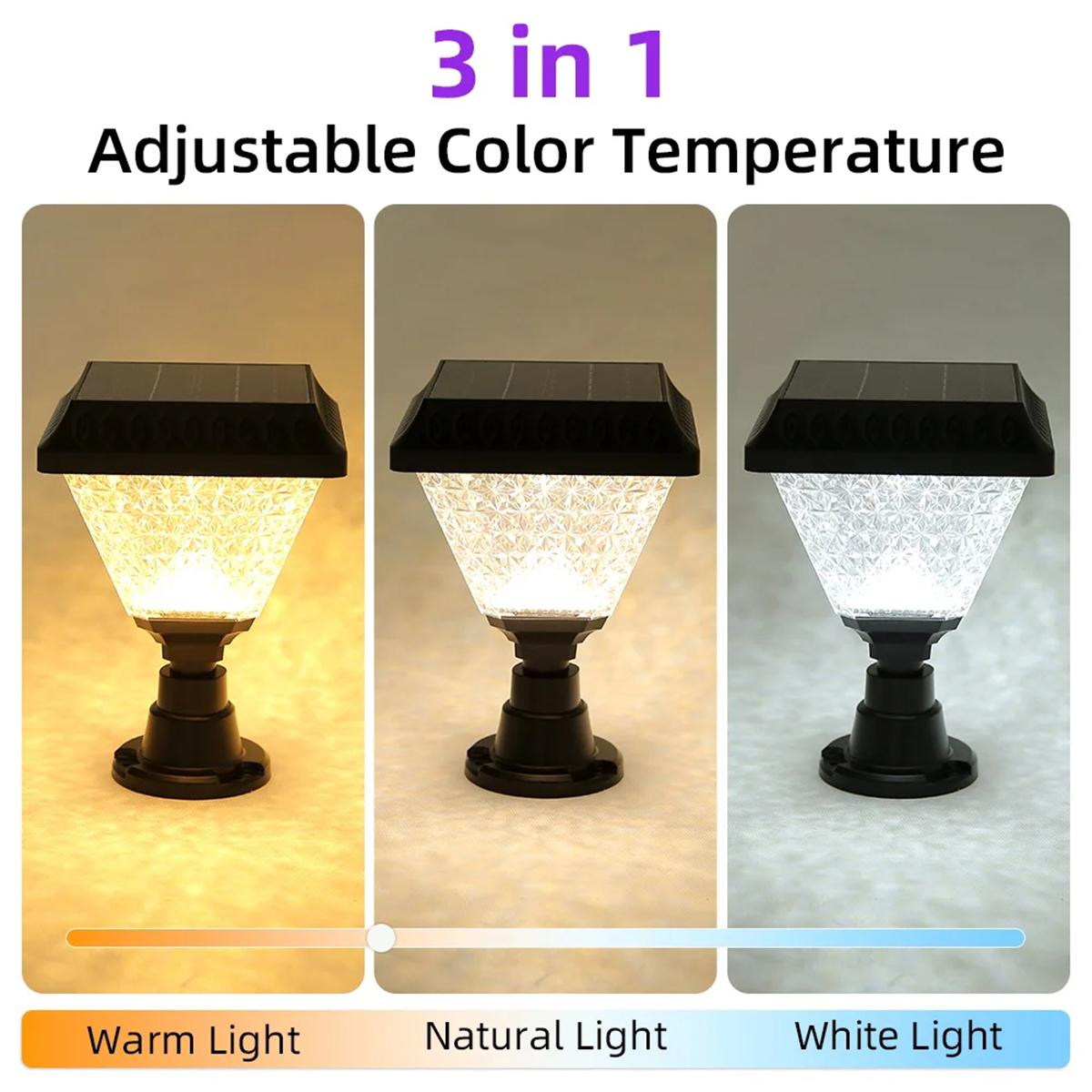 Outdoor Waterproof Solar Light with Timer, LED Bright Lights for Yard, Decorative Post for Garden Street