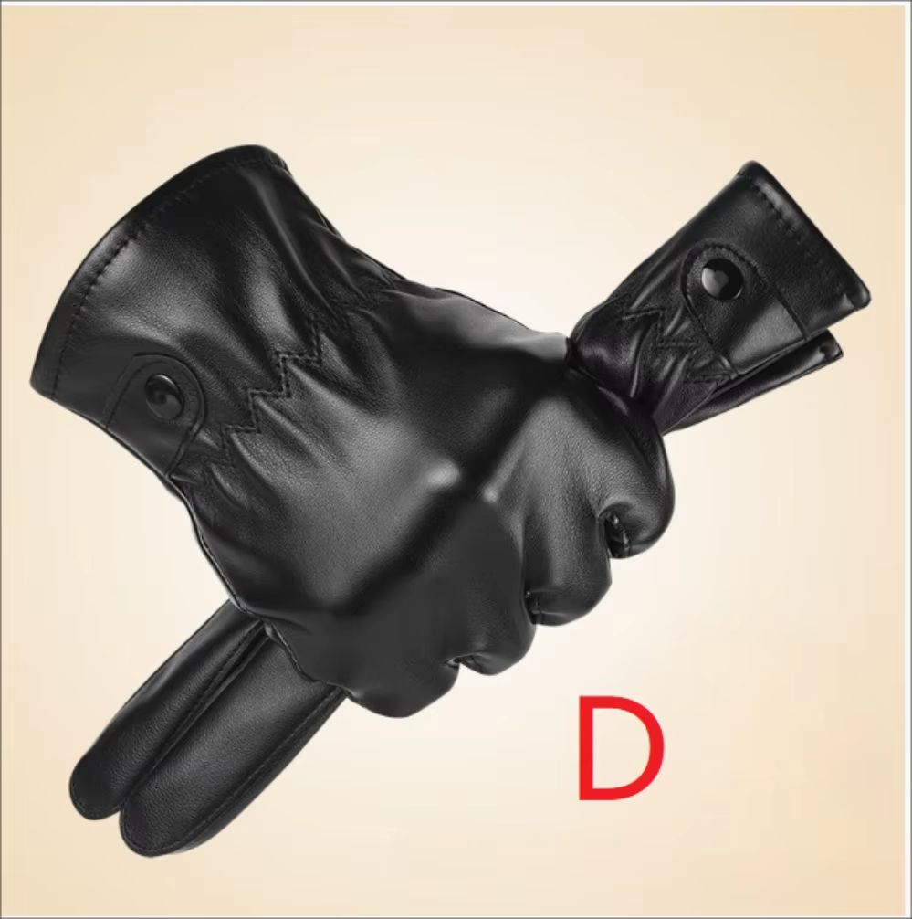 Mens Winter Black Pu Leather Driving Gloves Touchscreen