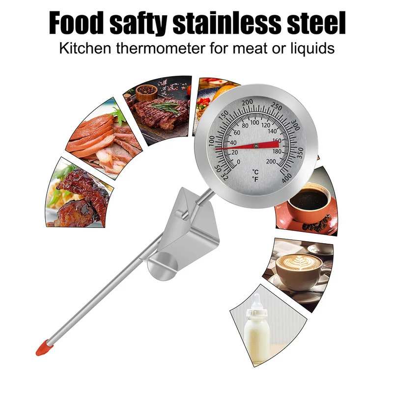 Stainless Steel Cooking Thermometer - Accurate Probe for Milk, Coffee, Food & Meat