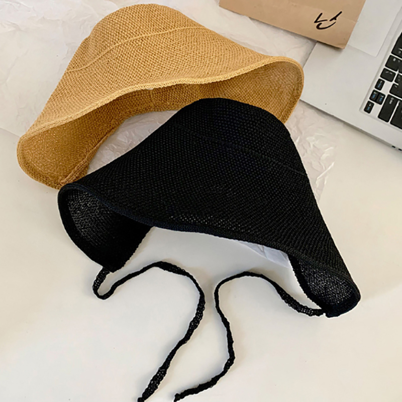 Elegant Linen Straw Regency Bonnet Wide Brim Sun Hat with Ribbon Tie