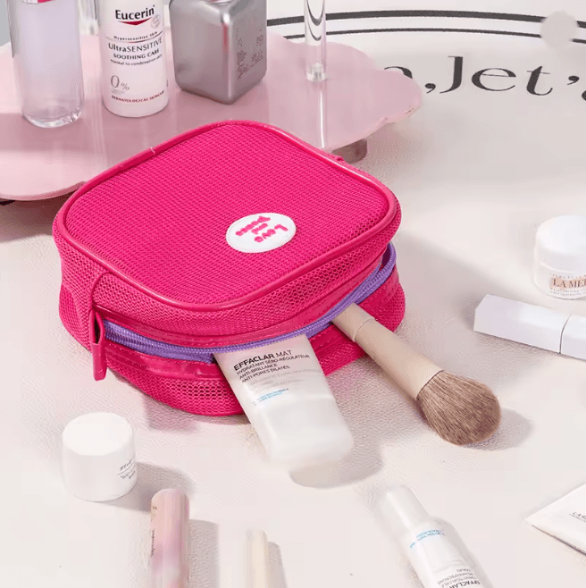 Portable Mesh Cosmetic Bag Zipper Makeup Storage Pouch