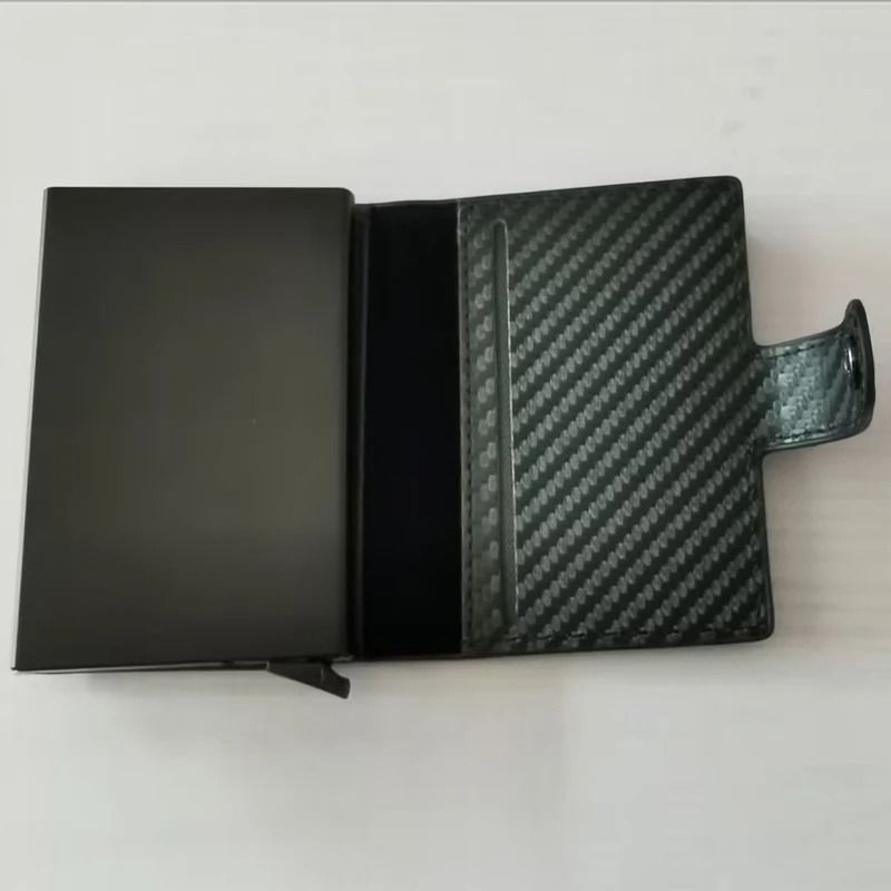 Carbon Fiber Credit Card Holder Wallet RFID Smart Metal Pop Up Wallet