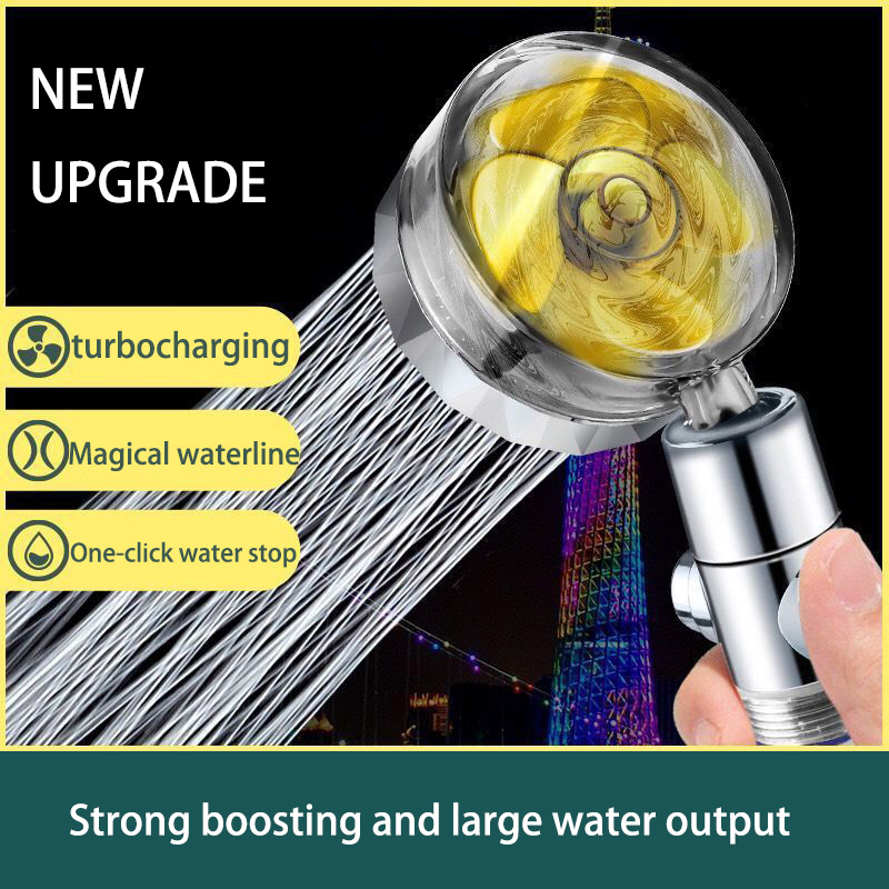 Small Waist Shower Head Turbo Fan High Pressure Rotating Handheld Shower Set Bathroom Accessories