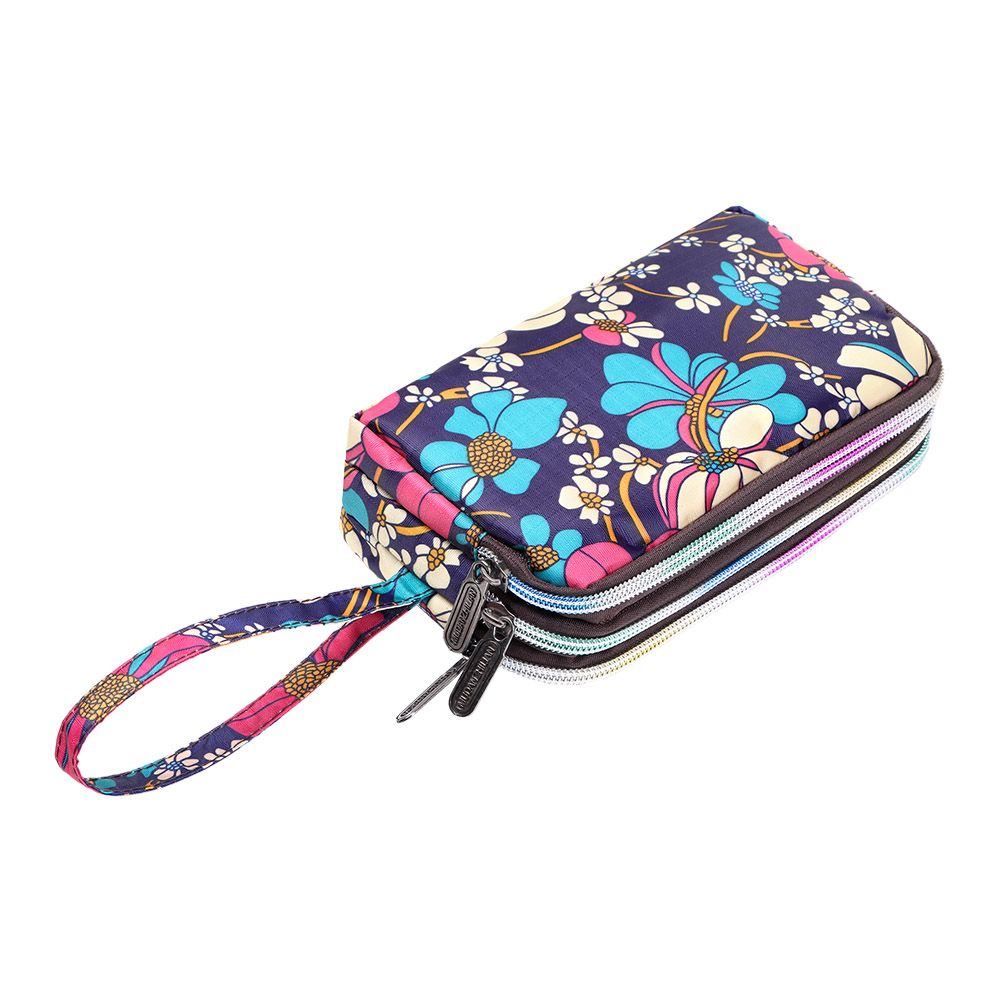 Women Handbag Print Canvas Wristlet Bag, Three Layer Long Wallet, Large Capacity Coin Purse, Waterproof