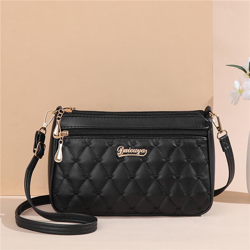 Elegant Embroidered Messenger Bag Stylish Women Leather Shoulder Handbag with Charm Accent