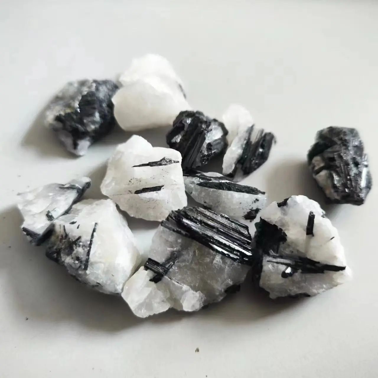 Natural Black Tourmaline and White Quartz Crystal – Raw Healing Mineral Specimen