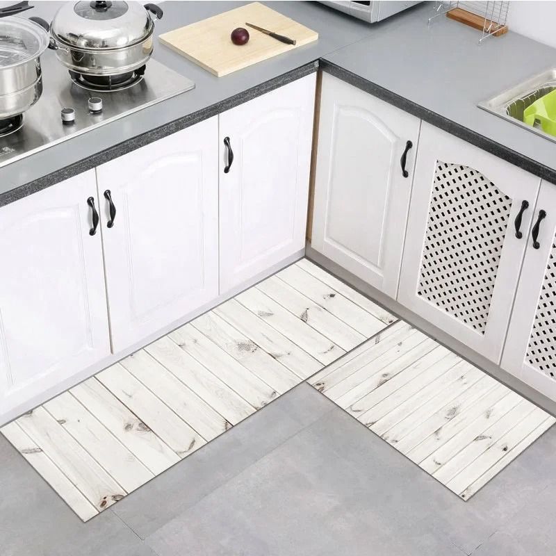 Modern Wood Grain Non-Slip Floor Mat, Soft Absorbent Entryway & Bathroom Rug