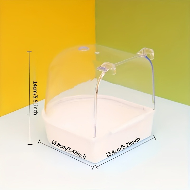 Splash-Proof Transparent Bird Bath Tub, Parrot Shower w/ Easy-Grip Handle for Lovebirds & Conures