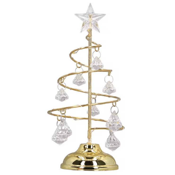 LED Crystal Christmas Tree Lamp – Decorative Iron Night Light with Warm Glow