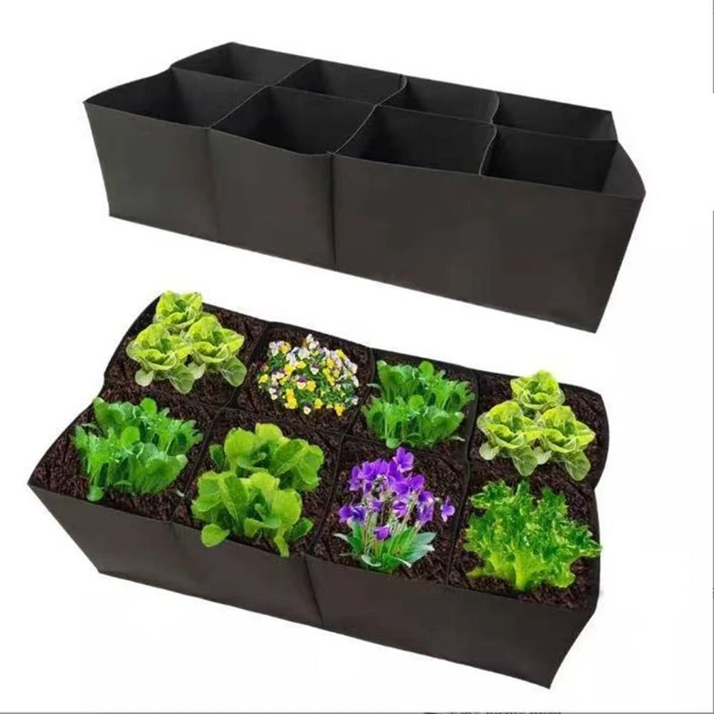 Felt Garden Planting Bag Multi Grid Grow Bag Rectangle Nursery Container for Vegetables and Herbs