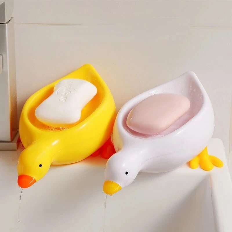 Cute Duck Shaped Self Draining Soap Rack for Shower & Bathroom Creative Soap Tray for Tub & Sink