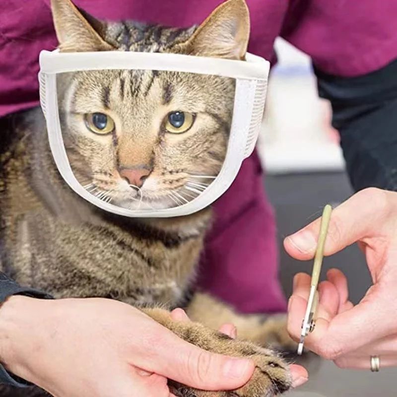 ClearCalm Pet Muzzle – Transparent Cat Muzzle & Breathable Anti-Bite Grooming Mask for Cats and Small Dogs