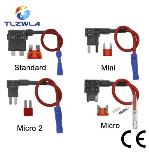 12V Add-A-Circuit Fuse Tap Adapter – Car Fuse Holder with 10A Blade Fuse (Mini / Micro / Standard)