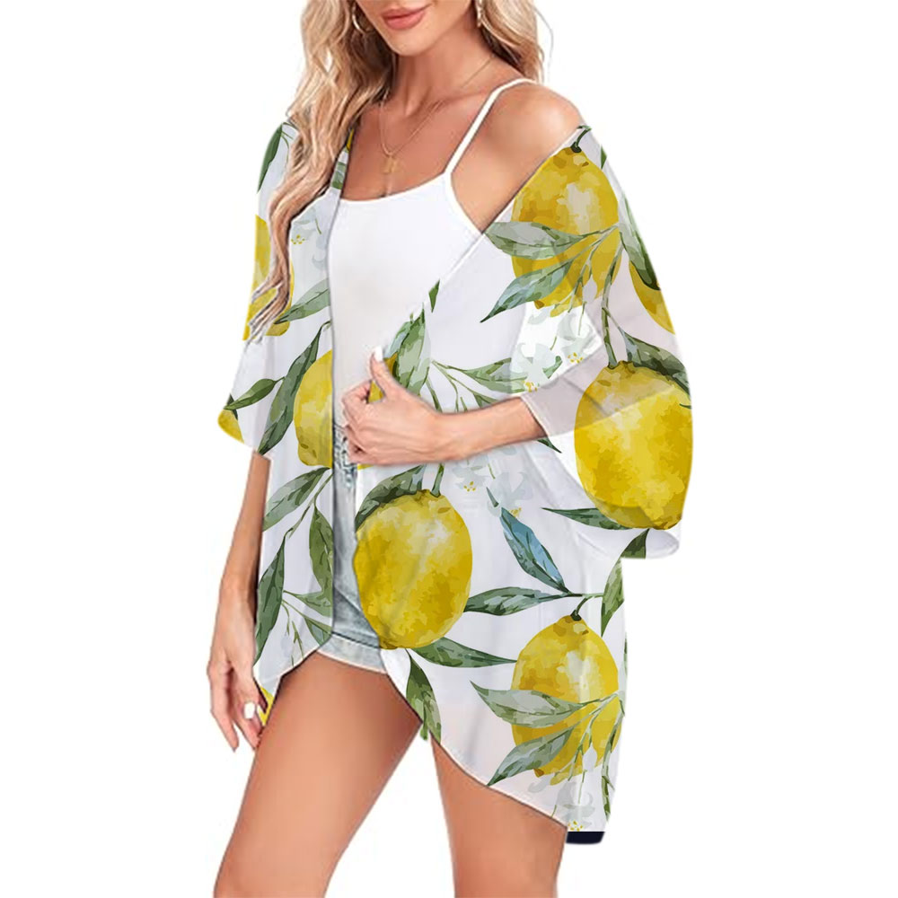 Women's Chiffon Tops Lightweight, Beach Fashion Cardigan Cover-ups, Open Front Shirts for Summer