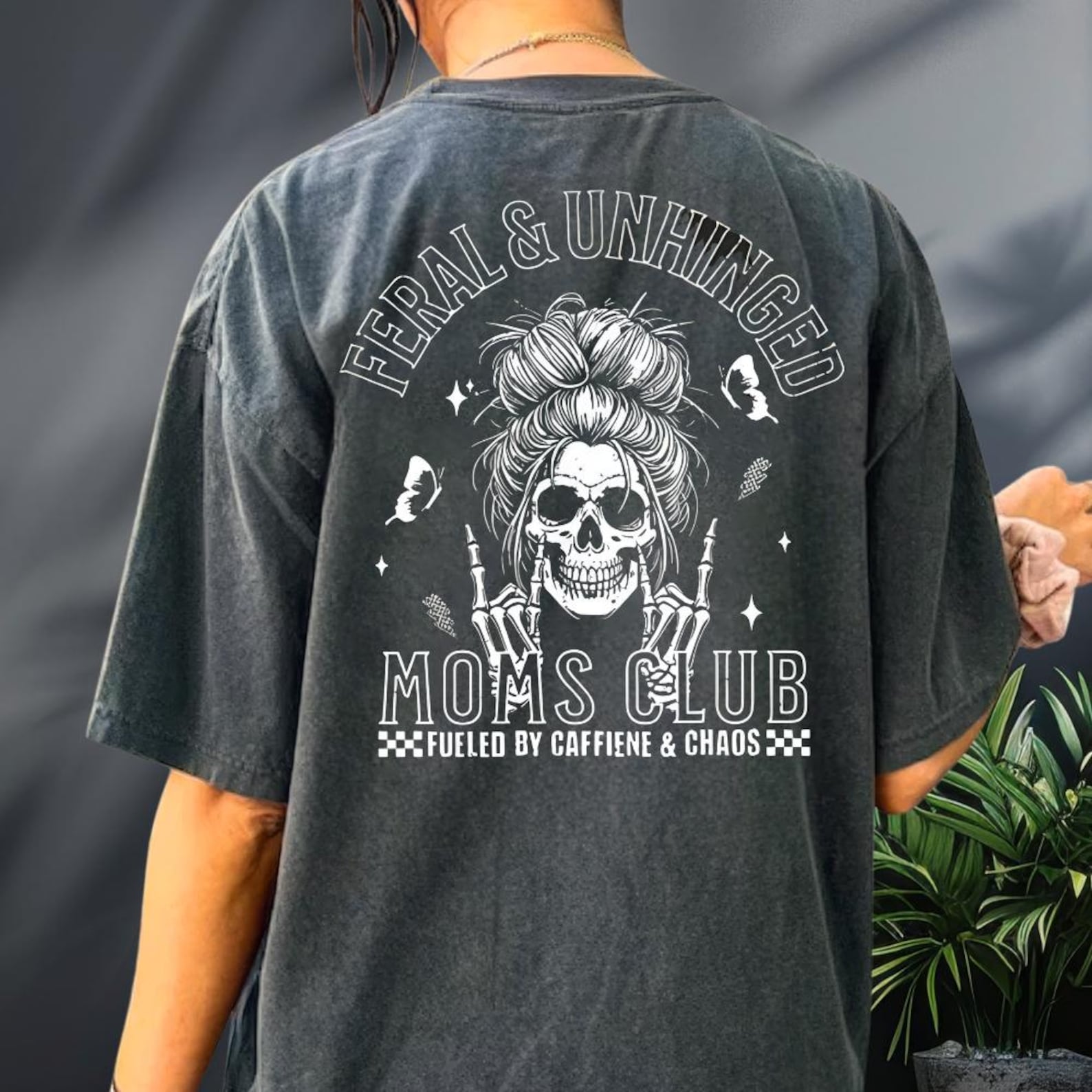 Feral and Unhinged Moms Club Shirt, Skeleton Coffee Mom Shirt, Edgy Mom Graphic Tee, Funny Mom Shirt, Trendy Mom Shirt,