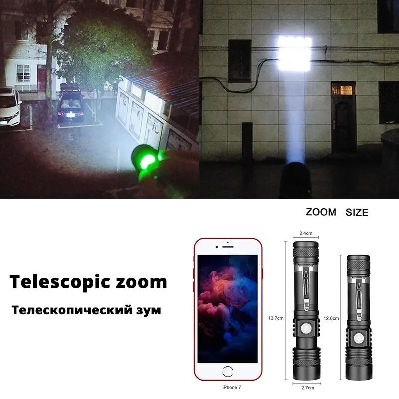 High-Power Zoomable LED Tactical Flashlight