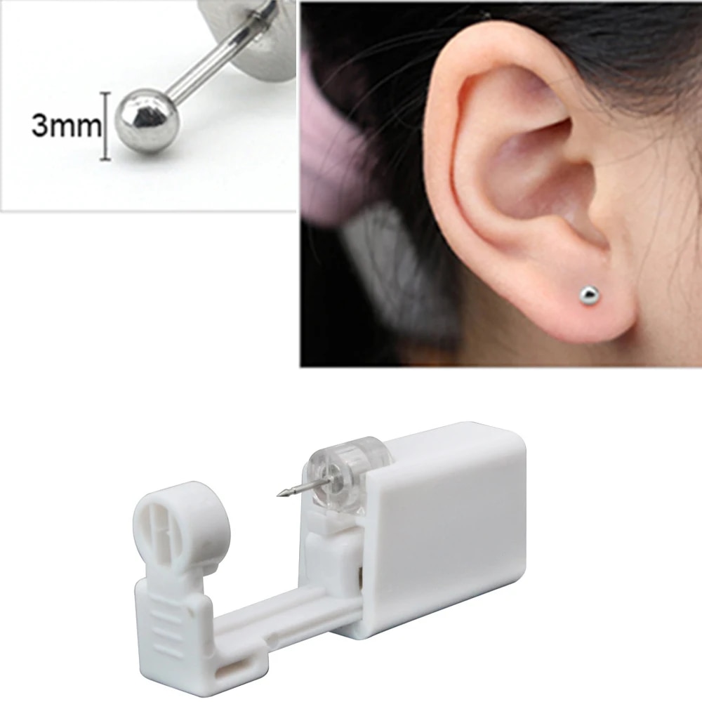 Disposable Sterile Ear Piercing Kit: Cartilage, Tragus, Helix Gun with No Pain - 1/2/4Pcs Piercer Tool & Stud Jewelry