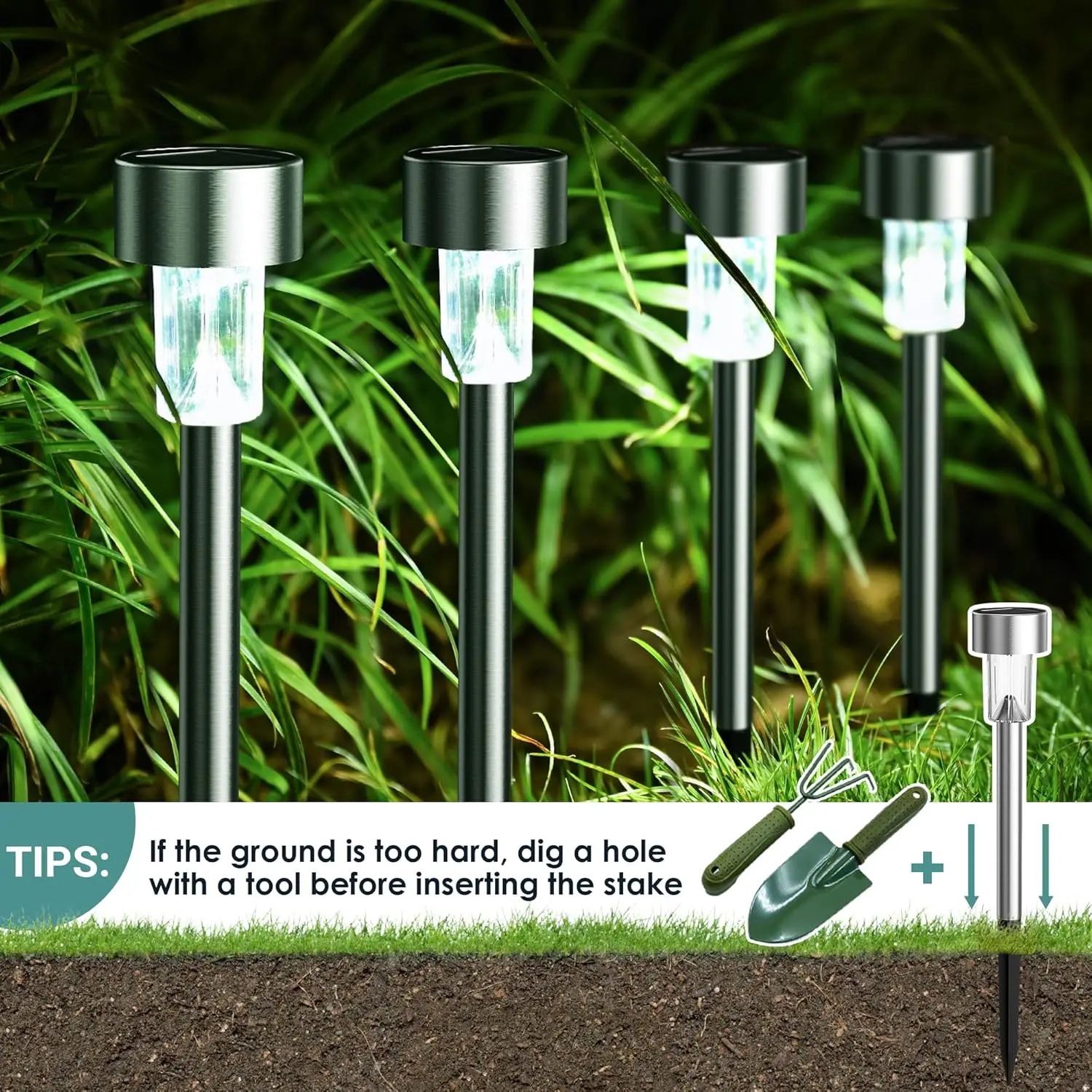10 Piece Solar LED Garden Path Lights Set