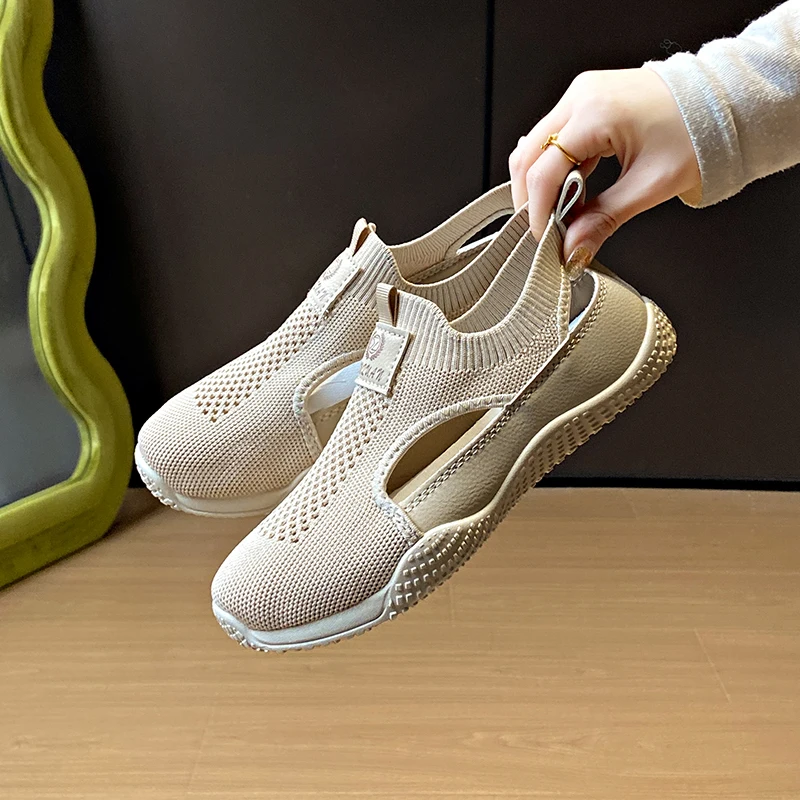 New Summer Trendy Mesh Sandals, Hollow Breathable Casual Board Shoes, Thick Sole Versatile Women's Vulcanized Shoes