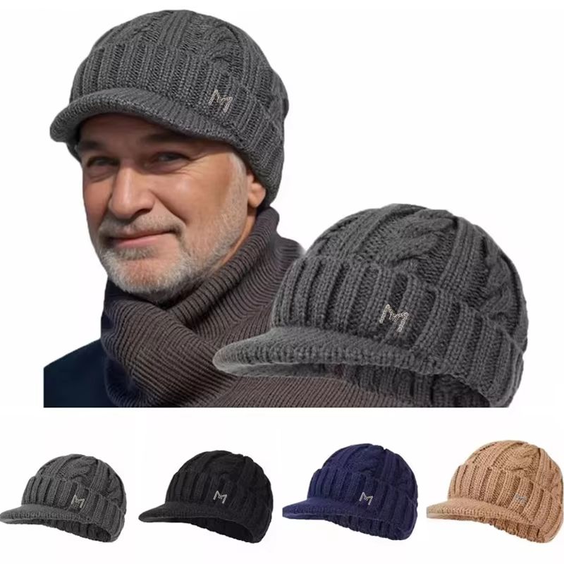 Unisex Winter Fleece Beanie with Brim for Outdoor Sports