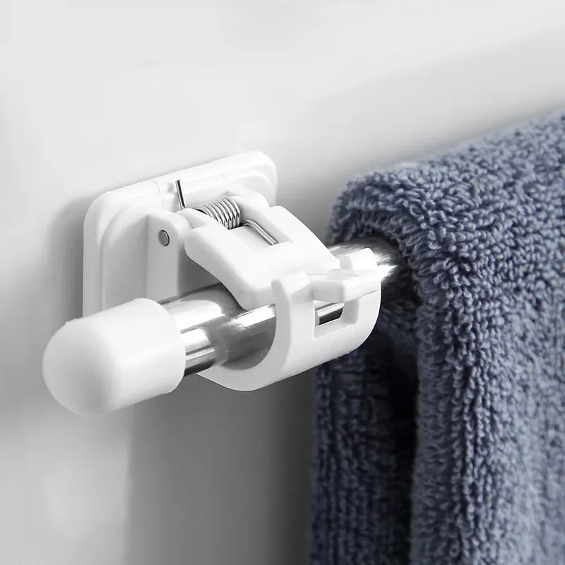 Self Adhesive Curtain Rod Clip Adjustable Clamp Hook Wall Bracket Holder Nail-Free Wall Hanging Clip