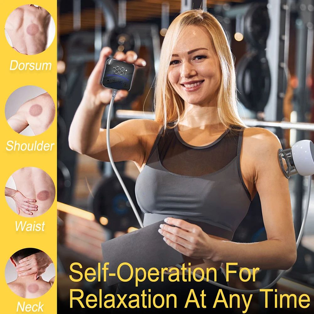 Electric Cupping Massager Smart Vacuum Cupping with Visual Remote Control, Heated Suction, Cable Puller for Pain Relief