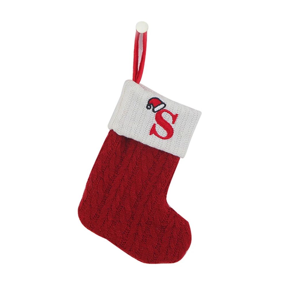 Cozy Knitted Mini Christmas Stocking with A–Z Letter, Snowflake Design & Hanging Loop