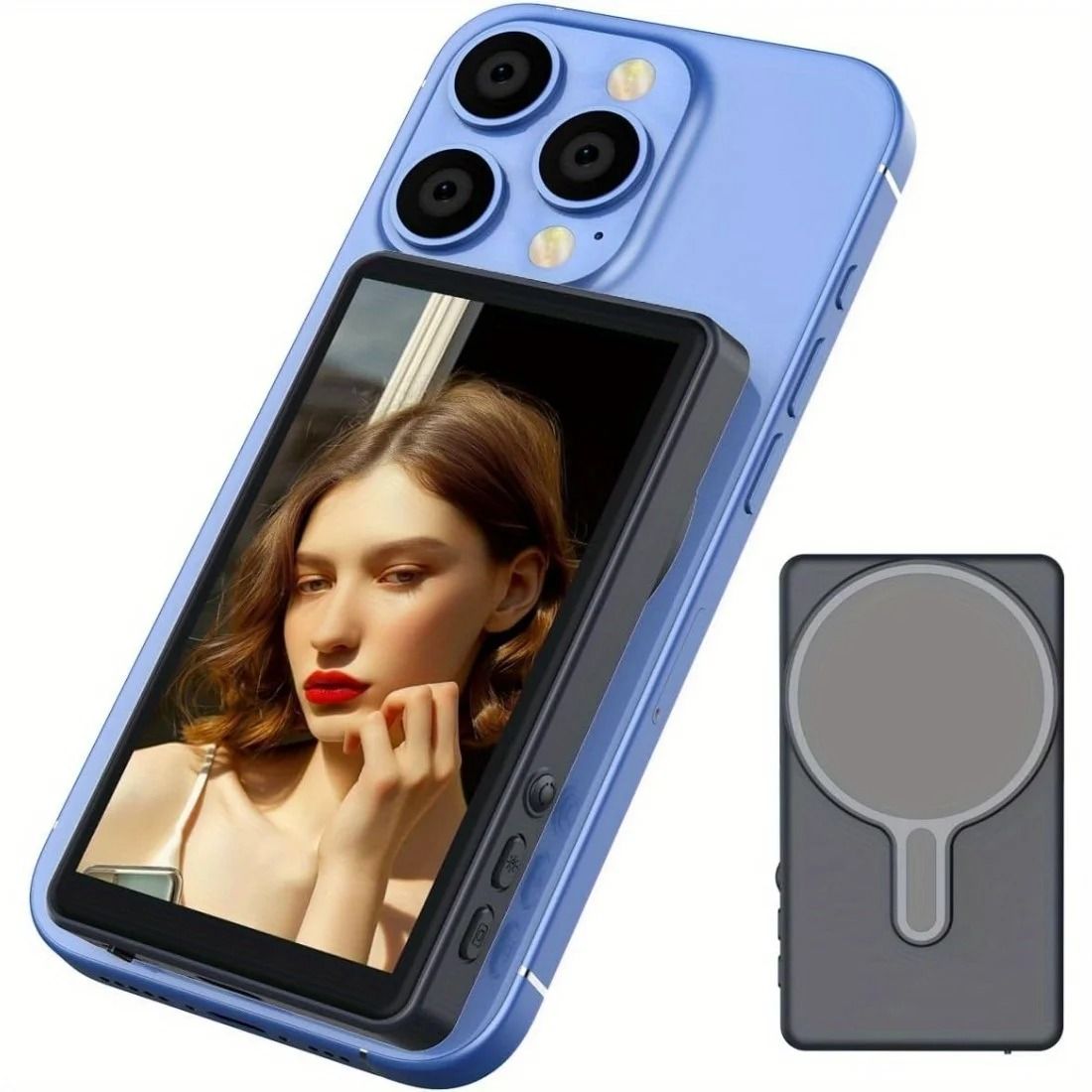 Magnetic Smartphone Rear Camera Monitor for Vlogging and Self-Timer Shots