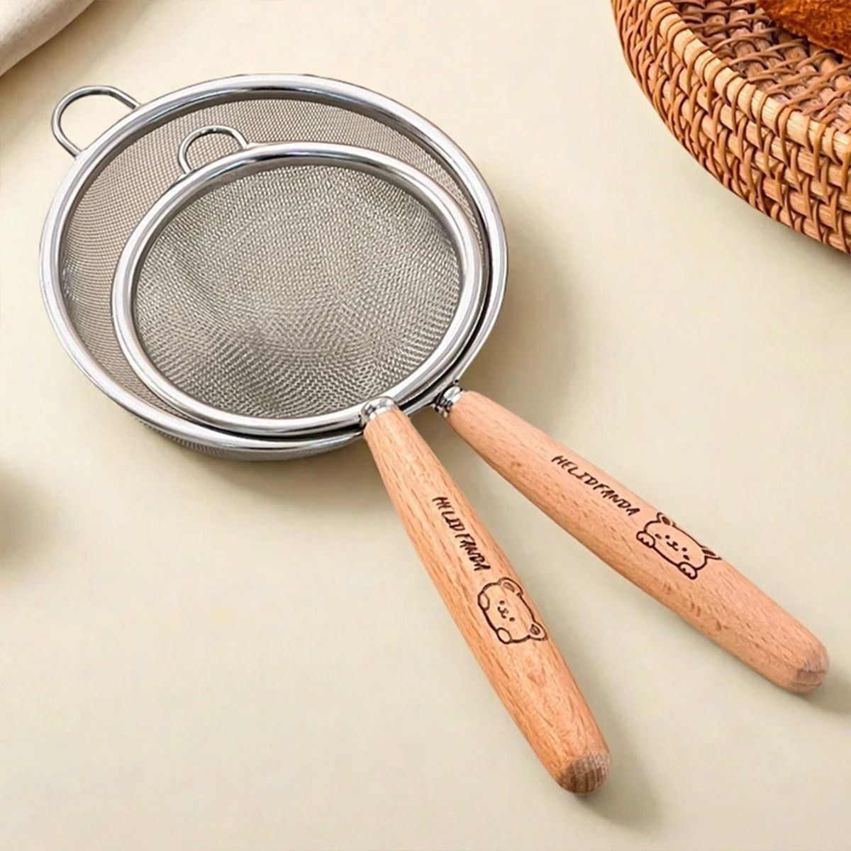 Fine Mesh Stainless Steel Strainer Flour Sieve and Oil Skimmer Spoon