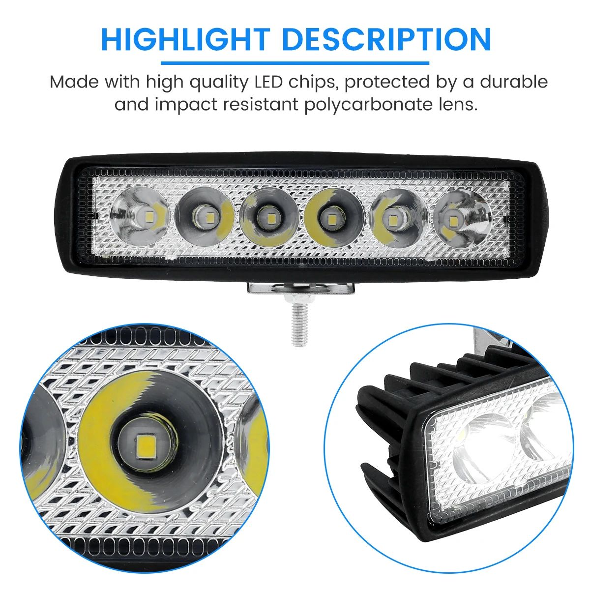 6000K LED Work Light Bar Waterproof Off Road Flood Spot Driving Light (1/2/4PCS)