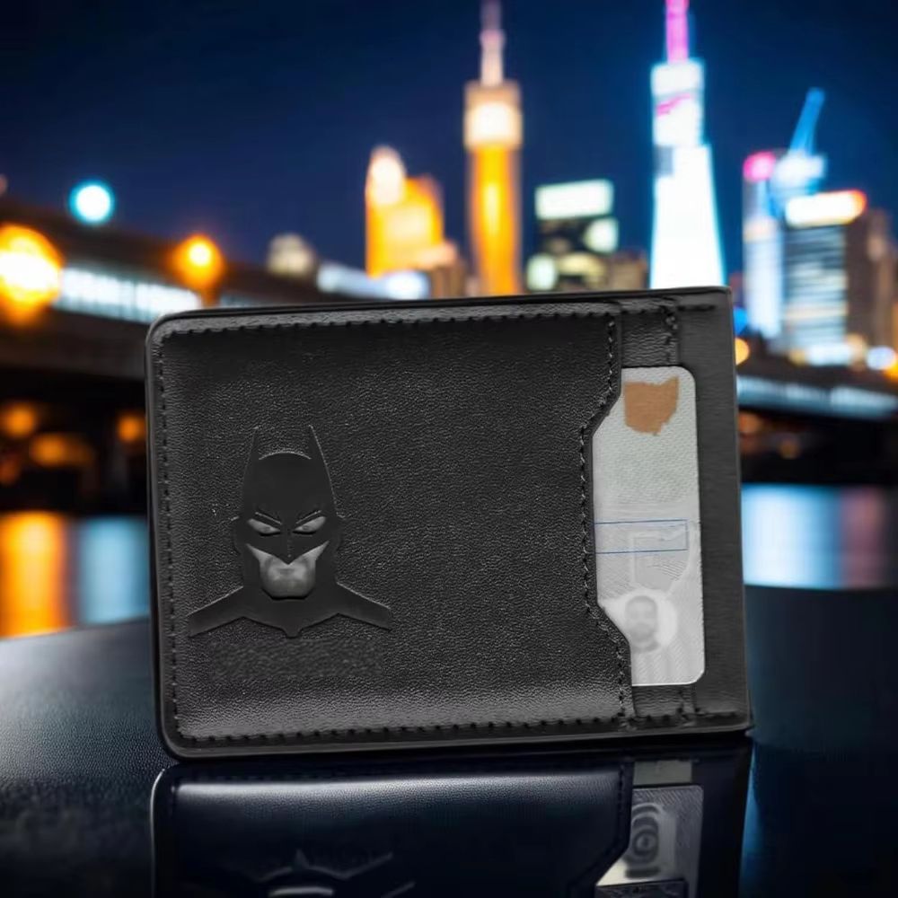 Bat ID leather card holder wallet Slim superhero mask wallet Gift for Men